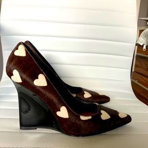 Authentic Burberry Wedge Calf Hair Shoes 8.5 EU 39